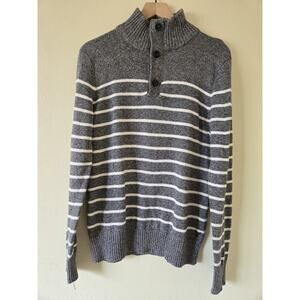 American Eagle Mens XL Grey Henley Zip Athletic Fit Academia Preppy Old Money
